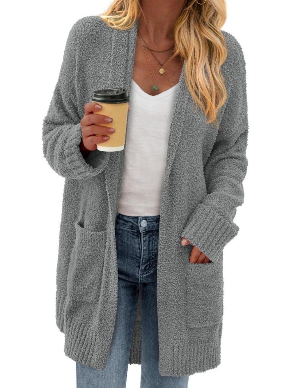 Cozy Women's Long Chunky Fuzzy Knit Cardigan - Perfect for Fall 2026 Style